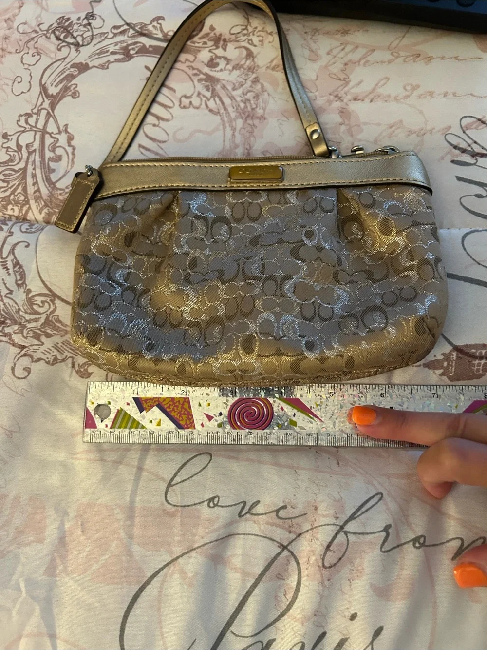 Coach Metallic Gold Signature Wristlet - Gold